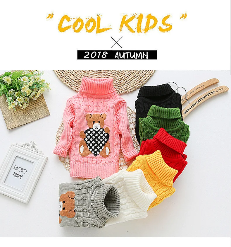 Однотонная зимняя трикотажная водолазка для мальчиков и девочек | Мать ребенок