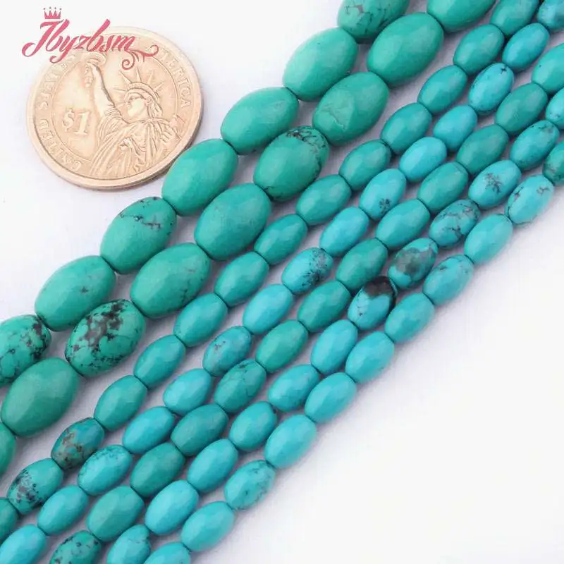 Бусины из натурального камня овальной и синей бирюзы 4x8 8x14 мм|bead strands|stone beadsbeads free
