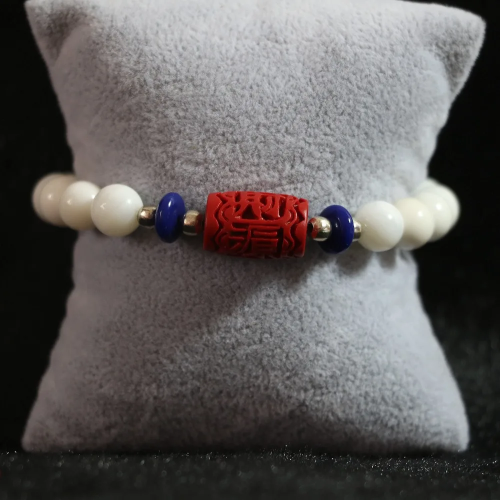 8 мм круглая натуральная белая раковина с трубкой красные бусины Cinnabar для женщин