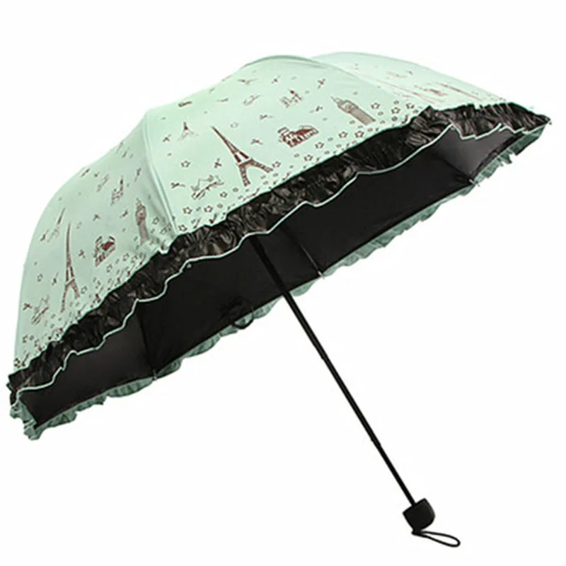 Mi Umbrella, дождь, женские цветы, кружевные зонтики, дети, девочки, зонтик, прозрачный, Unbrella, корпорация, подарки, мужские части, двойной слой, защита от солнца, УФ - Цвет: Green Type Tower