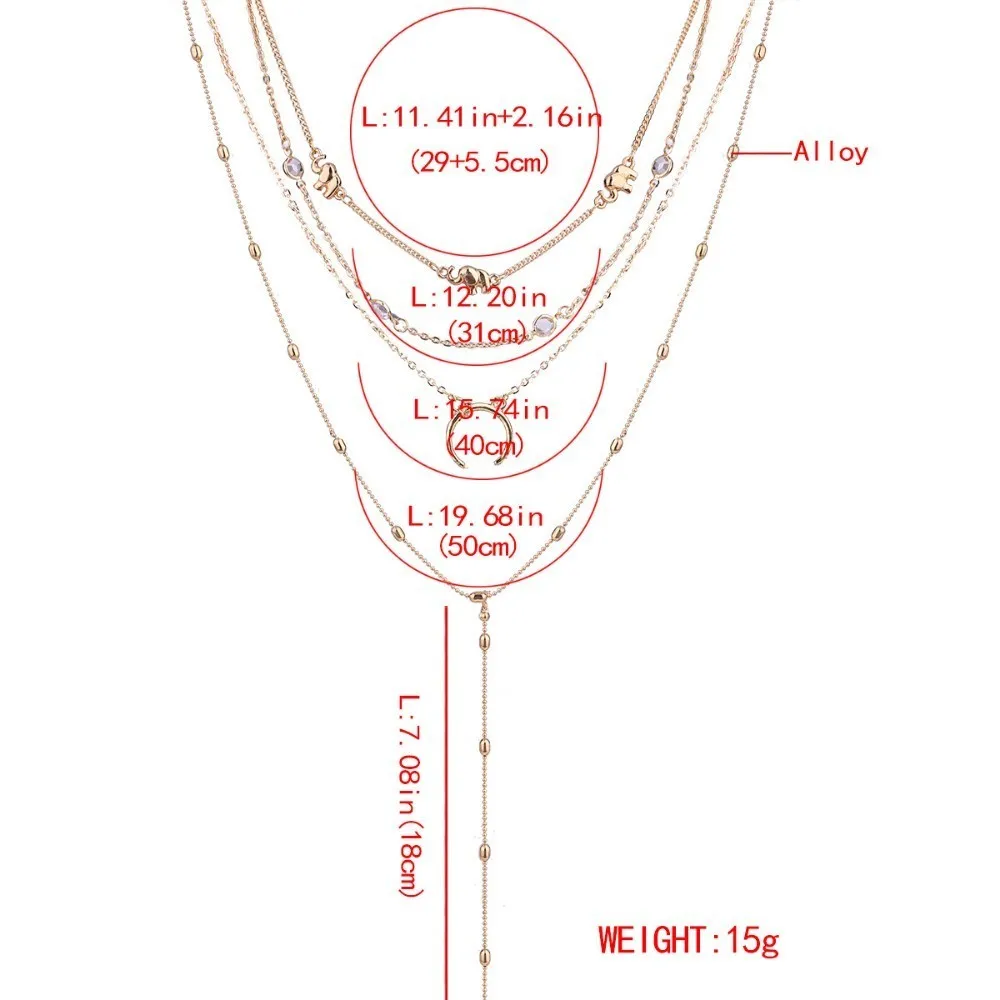 JOUVAL простое многослойное ожерелье в стиле панк Подвеска из сплава слона Луны