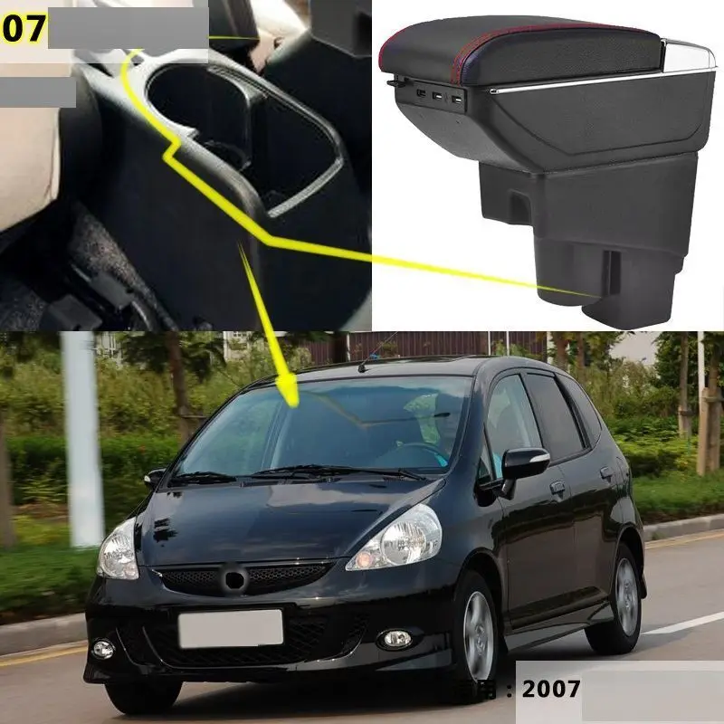 Decorative Automovil Upgraded Modification Accessories Automobile Accessory Auto Arm Rest Car Styling Armrest 07 FOR Honda Fit | Автомобили