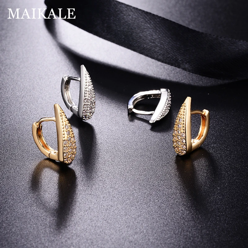 MAIKALE, классические серьги-гвоздики, AAA, кубический цирконий, форма капли воды, золото, серебро, корейский цвет, серьги для женщин, подарок другу