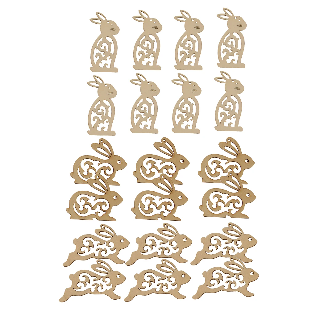 20 шт Необработанные деревянные полые формы кролика украшения для детей поделки