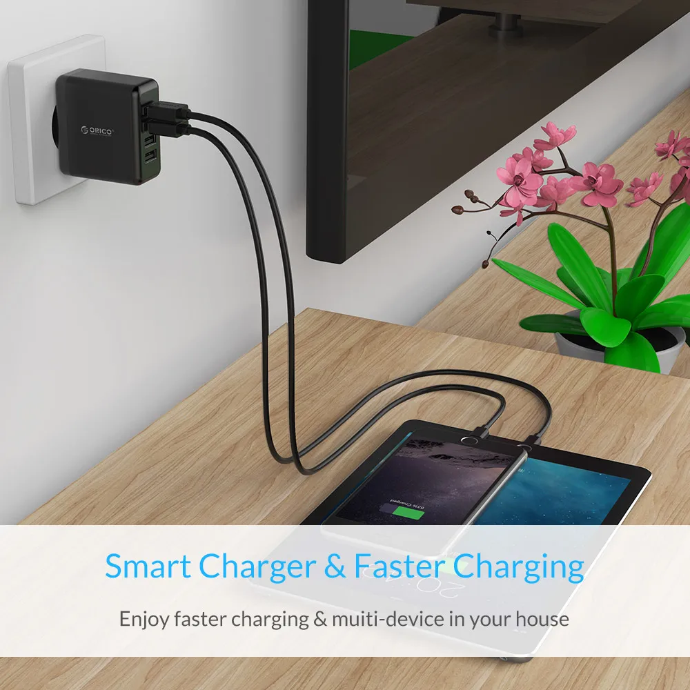 Дорожное зарядное устройство ORICO с 4 USB портами 5 В 2 А 20 Вт макс. быстрая зарядка