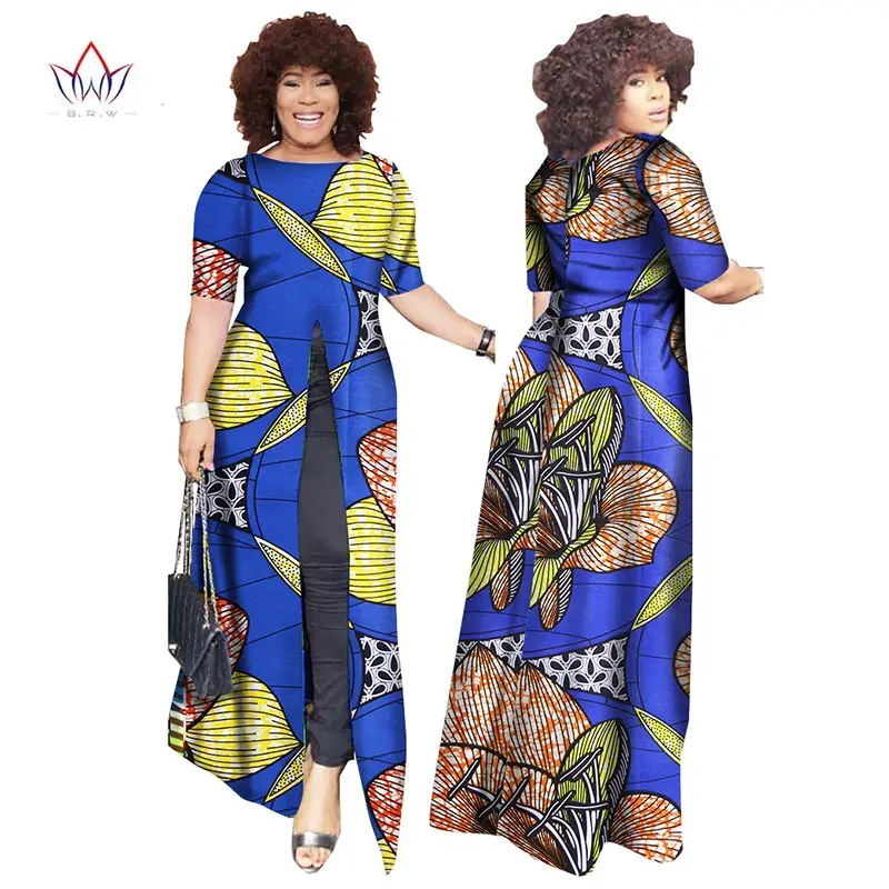 Африканский dashiki африканских платья повседневные Прямые сплит печати Африканский принт хлопок Одежда Сорочка африканского Femme brw WY852