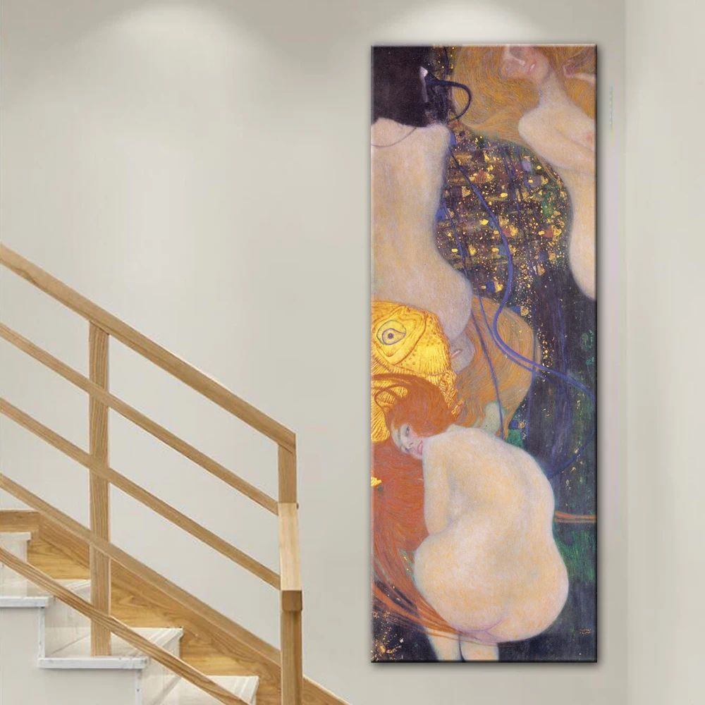 Gustav Klimt Kiss холст художественные картины репродукции Золотая рыбка знаменитый холст художественные принты декоративные картины для дома для гостиной