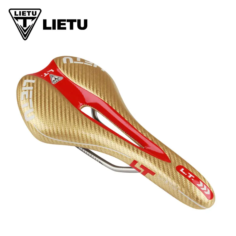 GOLD AND RED Велосипед LIETU седло шоссейный горный велосипед карбоновое волокно седло для велосипеда Велосипедное Сиденье подушка покрытие противоскользящая Водонепроницаемая подушка - Цвет: GOLD AND RED