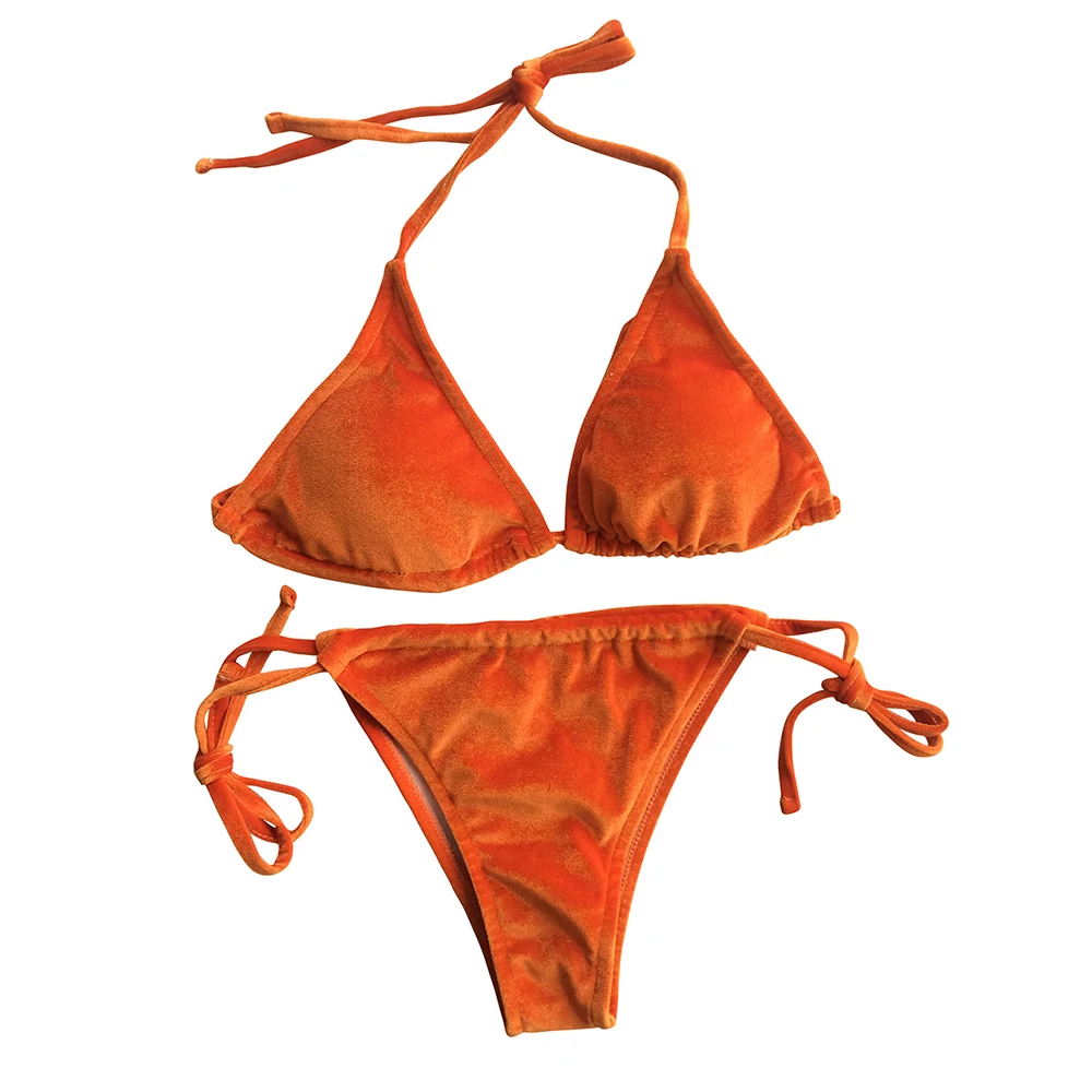 2017 Женские Бикини Комплект Особый Материал Эластичный Бархат Бразильский