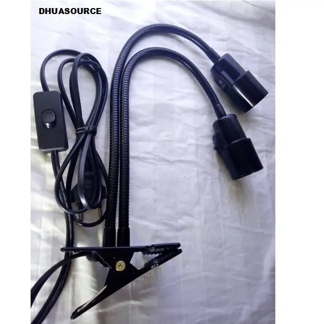 Double head lamp clamp 360 degrees clip light holder Universal with three switch | Освещение