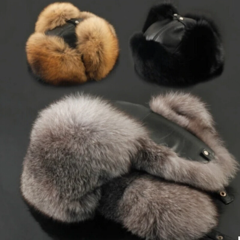 Мужские шапки с натуральным лисьим мехом знаменитый бренд зимняя теплая