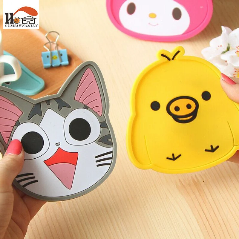 CUSHAWFAMILY Kawaii мультяшная Мягкая силиконовая кофейная подставка для напитков
