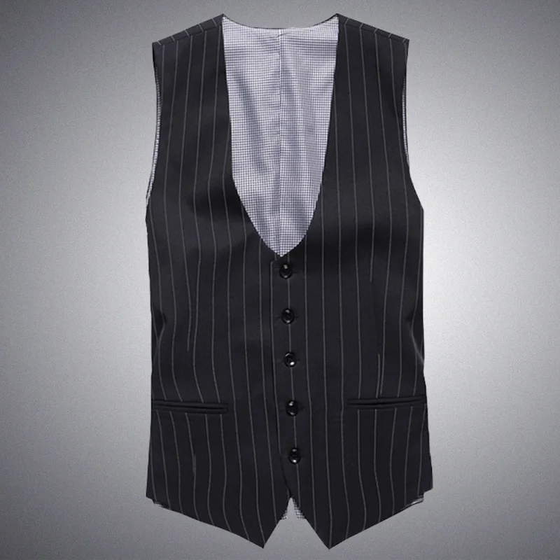 Для мужчин S платье костюм жилет Slim Fit Формальные Бизнес партии в полоску