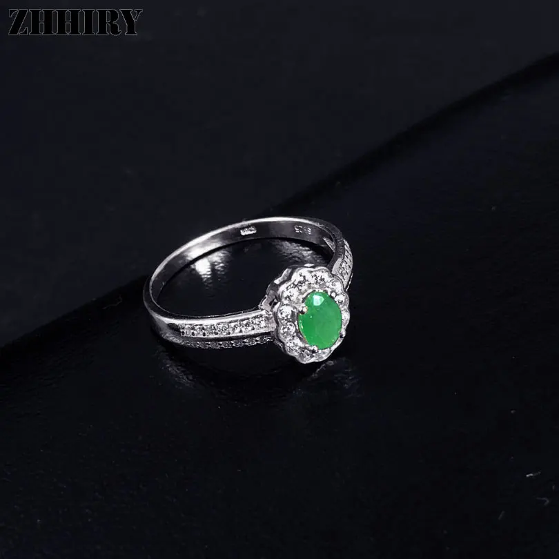 Женское кольцо из серебра 925 пробы с натуральным зеленым изумрудом|fine jewelry|925 sterling