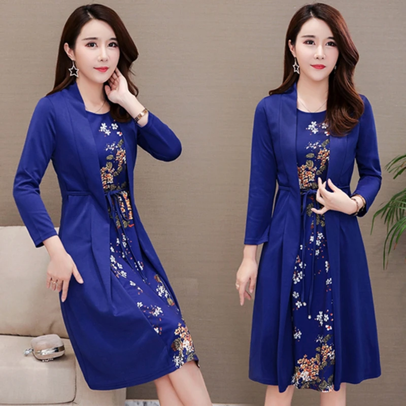 Женская обувь на каждый день Платье до колен размера плюс с длинными рукавами и