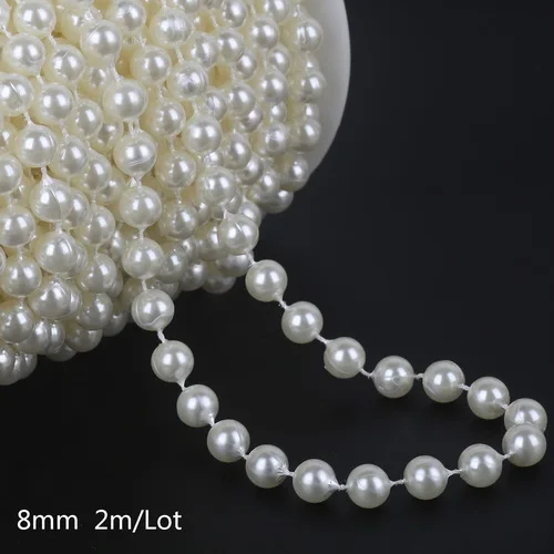 8mm 2m Много размеров 2-10 м/уп. ABS имитация жемчуга бусины цепь отделка для DIY Свадебная вечеринка украшения ювелирных изделий Ремесло АКСЕССУАРЫ - Цвет: 8mm 2m