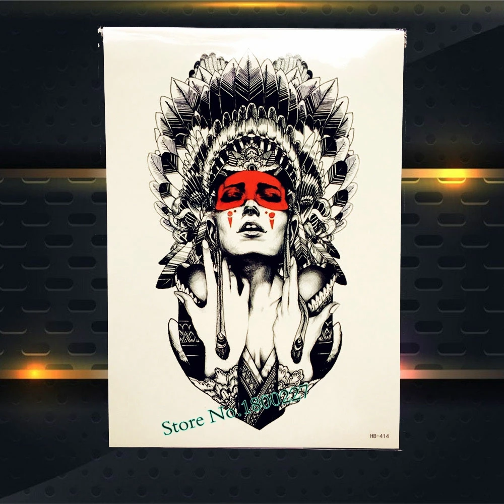 Индийское перо сексуальные женские Временные татуировки боди арт рука рукав 21x15