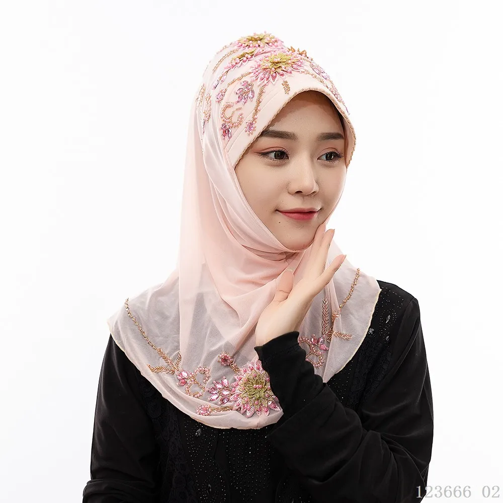 hijab Новинка abaya Дубай головной убор хиджаб мусульманские шапочки под хиджаб из бисера тюрбан малазийские турецкие шарфы мгновенные хиджабы исламские продукты шапки - Цвет: hijab