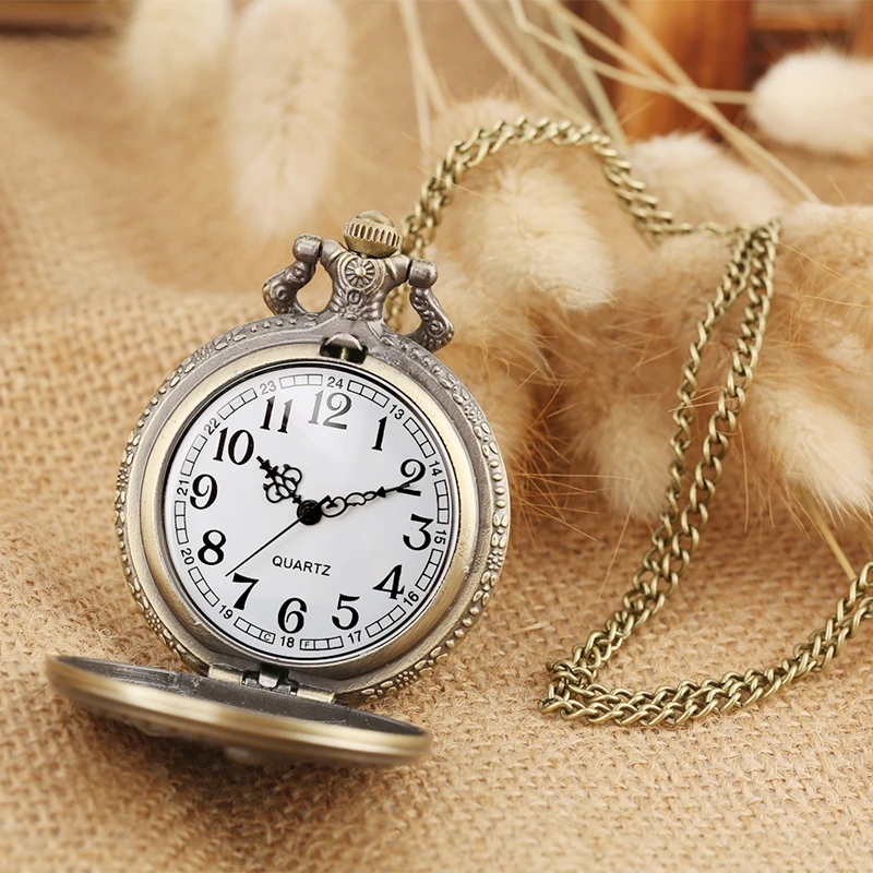 Антикварные ретро кварцевые карманные часы бронзовое панк ожерелье с кулоном