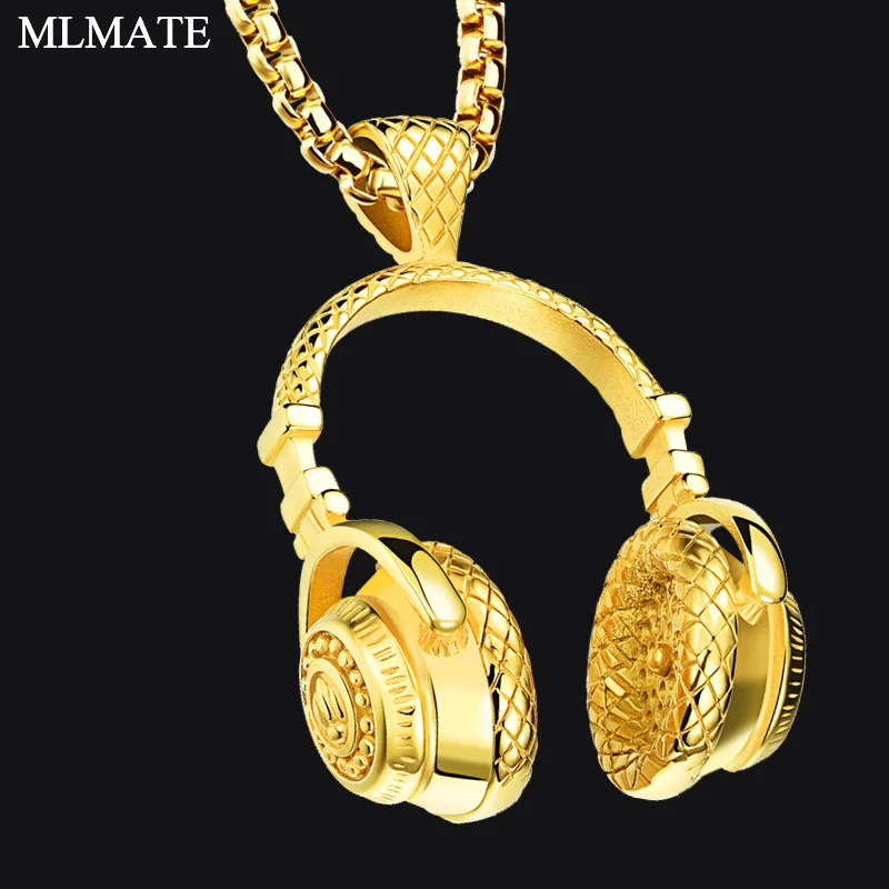 

Mens Fashion Hip Hop Punk Style Stainless Steel Headphone Earphone Pendant Necklace Man
