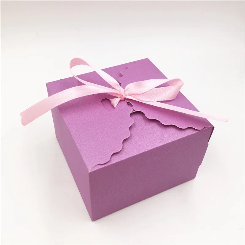 Pink Ribbon 50 шт Картон Крафт бумажная коробка для конфет крафт-ткань подарочные упаковочные коробки для свадебной вечеринки, дня рождения Подарочные коробки для конфет с лентой - Цвет: Pink Ribbon