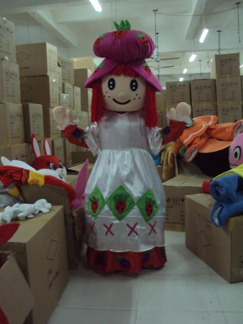 

Милая розовая клубника, фотокостюм, Mascotte Lassock с розовыми пушистыми волосами, белая рубашка, розовая юбка для взрослых