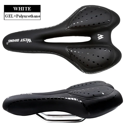 New Upgrade Black WEST BIKING седло для велосипеда, шоссейные стальные рельсы, горный велосипед, Sillin Bicicleta Carretera, мягкое седло из искусственной кожи для горного велосипеда - Color: New Upgrade Black