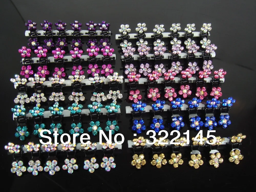 

12 Pcs Crystal Flower Mini Hair Claw Clamp Hair Clip Hair Pin Hair Accessory Free Shipping