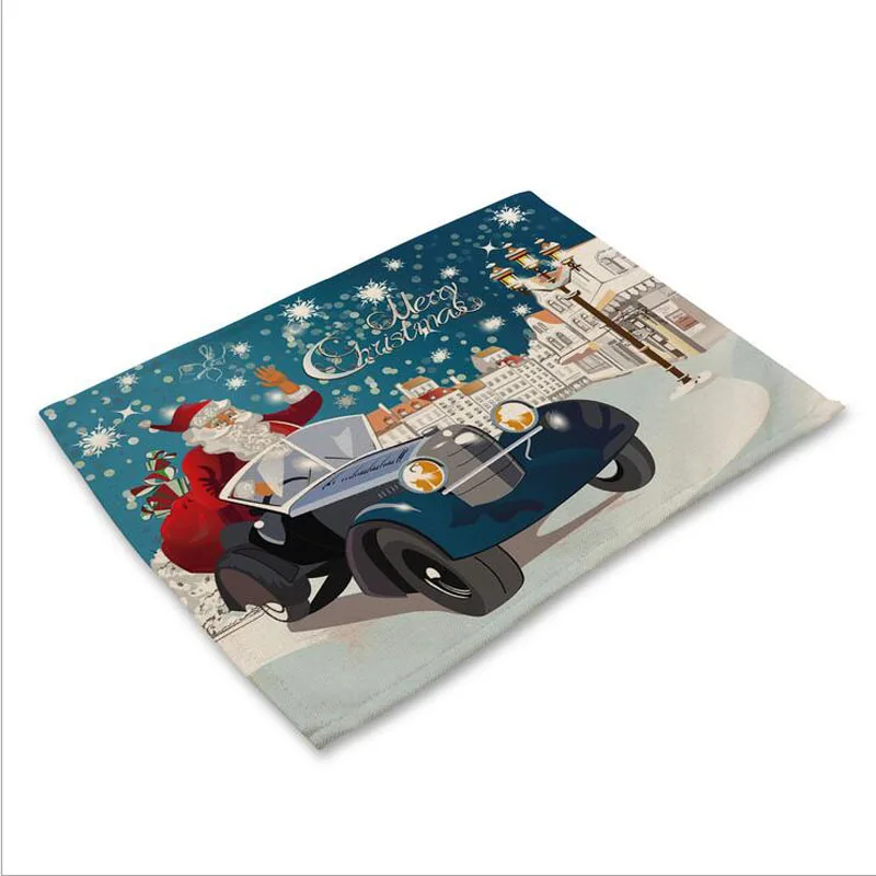 Christmas Santa Claus placemat Fabric coaster Table decoration mat Kitchen Posavasos Manteles individuales Onderzetters H315 | Дом и сад