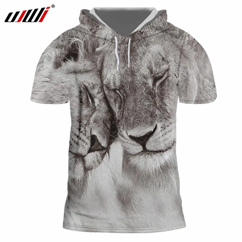 Футболка UJWI мужская с капюшоном плюшевый рисунок симпатичная рубашка 3D принтом