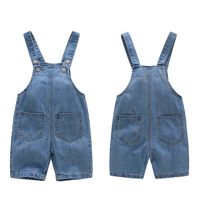 Комбинезоны для мальчиков и девочек свободные однотонные джинсы на кнопках