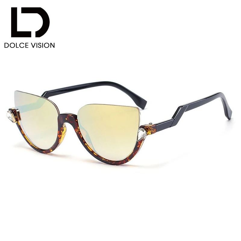 Очки от бренда dolcevision, кошачий глаз, солнцезащитные очки es, половинная оправа, женские градиентные солнцезащитные очки es, Модные женские вечерние очки UV400, оттенки - Цвет линз: 002