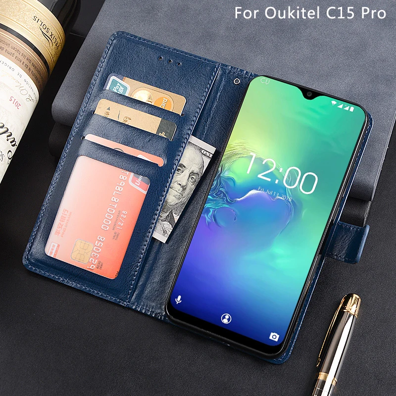 Чехол для телефона из искусственной кожи Oukitel C15 Pro флип кейс деловой чехол Мягкая