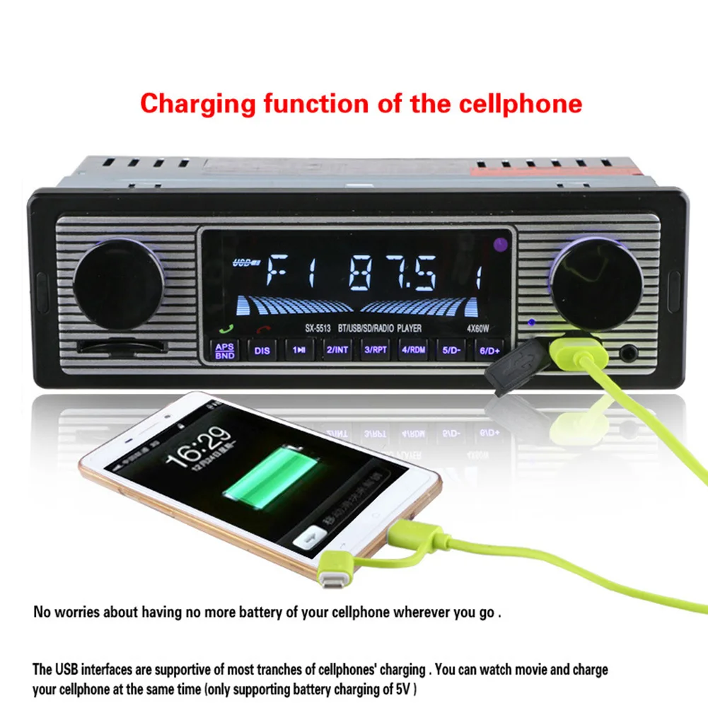 ЖК-дисплей Дисплей аудио FM Классический Aux MP3 плеер Bluetooth стерео радио USB музыка