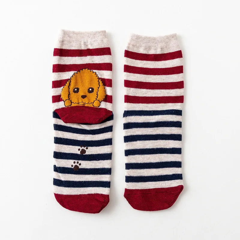 Dog red Модные женские короткие теплые зимние хлопковые Повседневные Носки с рисунком собаки из мультфильма «Бигл самоед» женские носки - Цвет: Dog red
