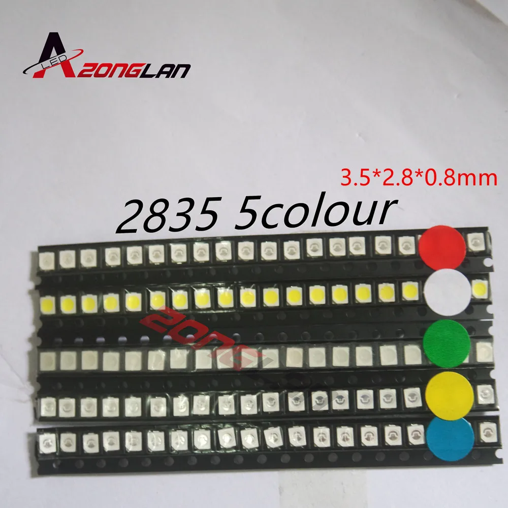 100 шт. = 5 цветов x 20 5050 5730 1206 0805 0603 2835 светодиодный Диод ассортимент SMD комплект