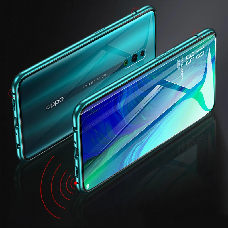 Роскошный магнитный металлический чехол бампер с передним и задним стеклом для