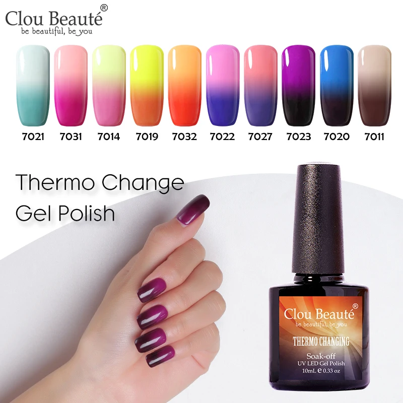 УФ Гель-лак для ногтей Clou Beaute изменяющий температуру 10 мл термогель маникюра