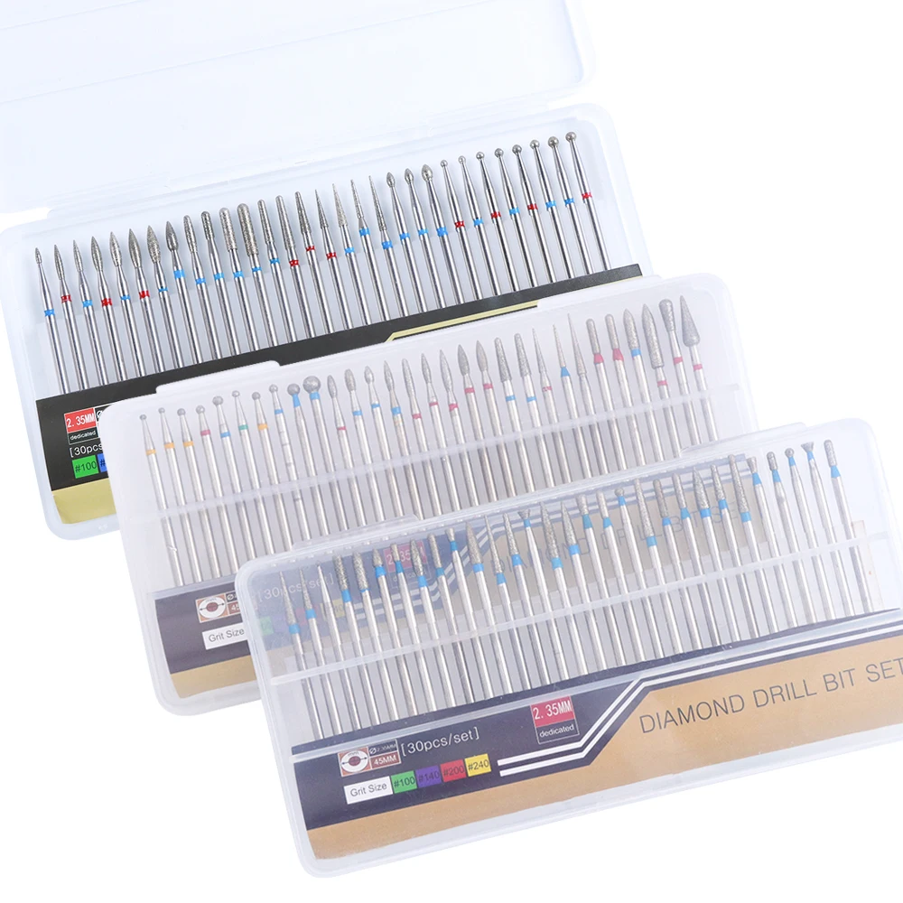 Набор Алмазных фрез для маникюра STZ 30 шт. ротационный фреза ногтей электрический