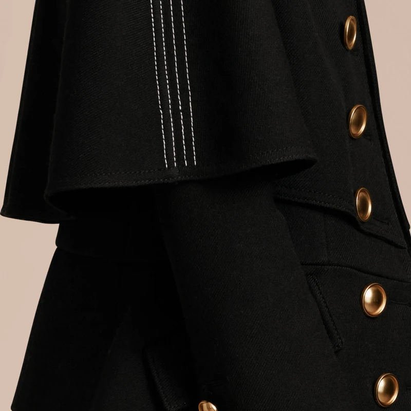 Пальто с карманами на пуговицах сезон осень зима модная куртка в европейском