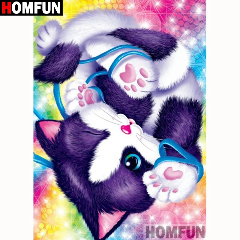 

HOMFUN Full Square/Round Drill 5D DIY Diamond Painting "Cartoon cat" Embroidery Cross Stitch 5D Home Decor Gift A18256