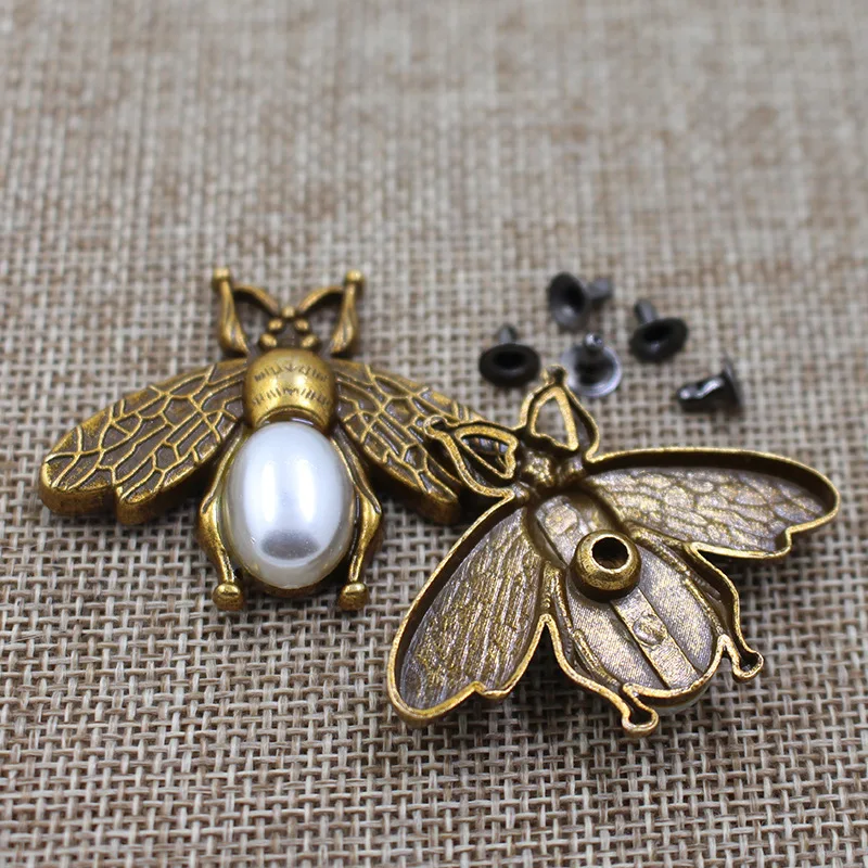 5 шт. металлические заклепки-гвоздики с пчелками и жемчугом шпильки для