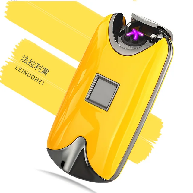 Индукционная Usb перезаряжаемая Зажигалка Isqueiro De Plasma, электрическая двойная дуга, ветрозащитная зажигалка, зажигалка для сигар, HY-8017 - Цвет: Light Yellow