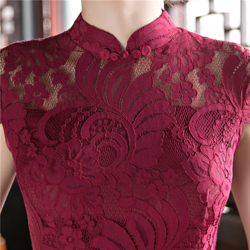 Шанхай история Новое поступление китайский женский колено Leng Cheongsam мода короткий стиль лето Qipao кружевное платье Vestidos