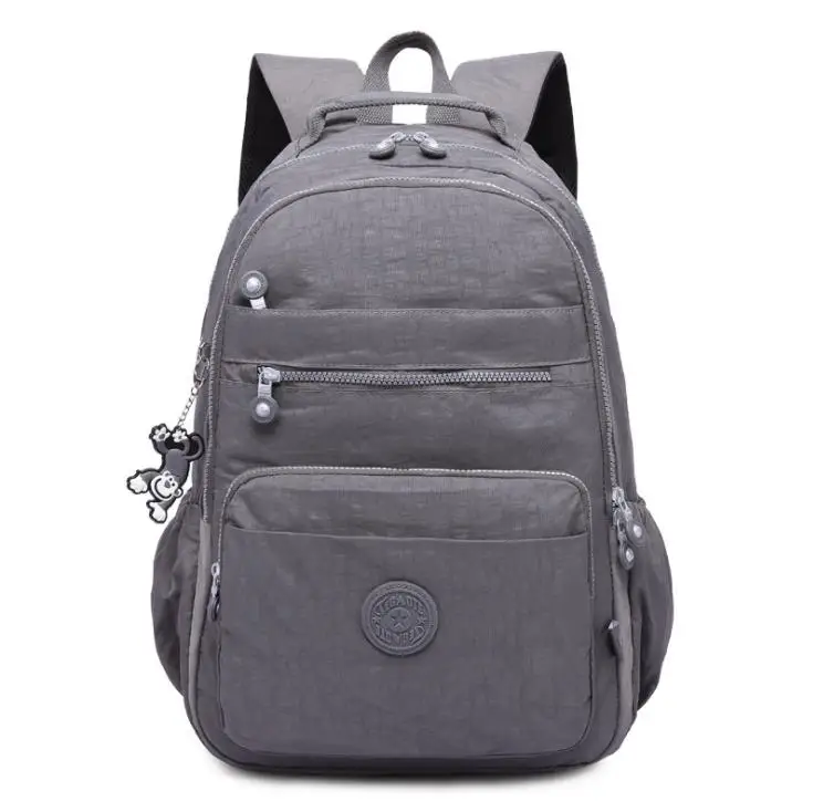 Серый Повседневный школьный рюкзак Bolsa Kiple для девочки-подростка Mochila Escolar с брелок "Обезьяна" - Цвет: Серый