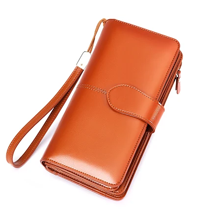 Brown Yellow Женский кошелек из спилка, Женский Длинный кошелек, женский клатч SENDEFN, вместительные кошельки, женские кошельки на молнии для карт/телефонов - Цвет: Brown Yellow