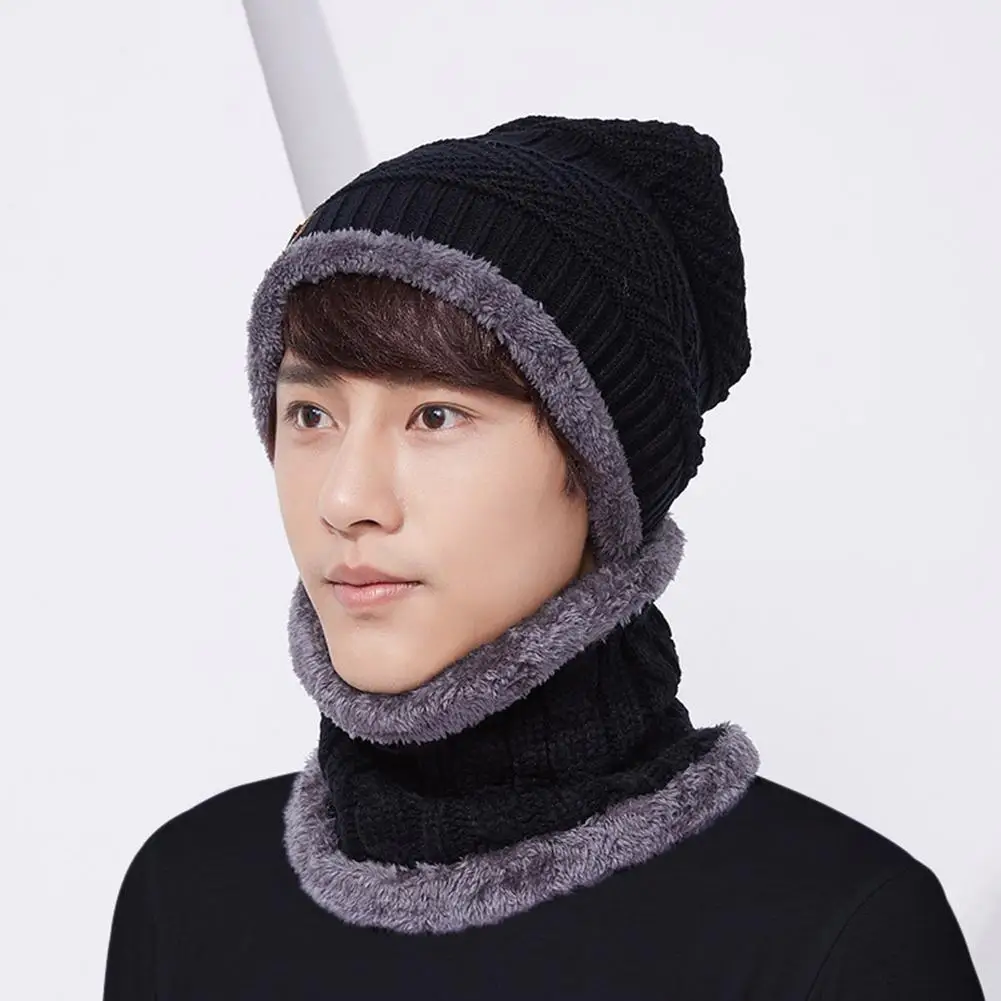 MISSKY 2 шт./компл. мужская шляпа + Шея Gaiter Hat воротник костюм вязаная шапка грелка| |