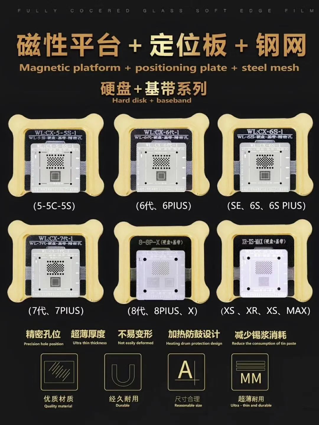 WL hdd инструмент для ремонта iphone 5 5s 6 6s 7 8 XS MAX Plus NAND процессор BGA reball жестяная сетка HDD Baseband трафарет отличная ремонтная база