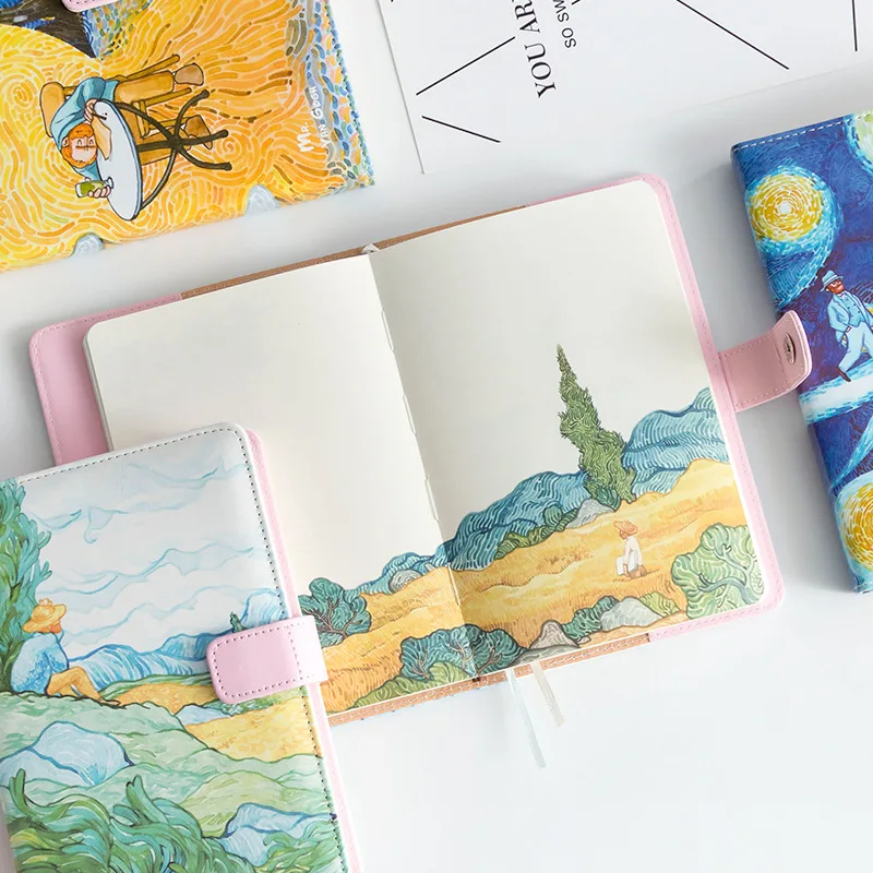 A5 Ван Гог милый кожаный карманный Bullet Journal планировщик персональный органайзер Еженедельный дневник путешественник блокнот с цветными страницами канцелярские принадлежности