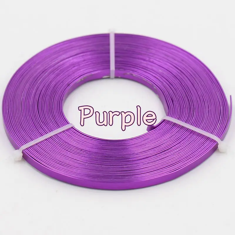 Purple 10 м/шт. 5 мм X 1 мм(5 мм ширина 1 мм Толщина) плоская алюминиевая проволока из алюминиевых материалов 115 г/рулон - Цвет: Purple